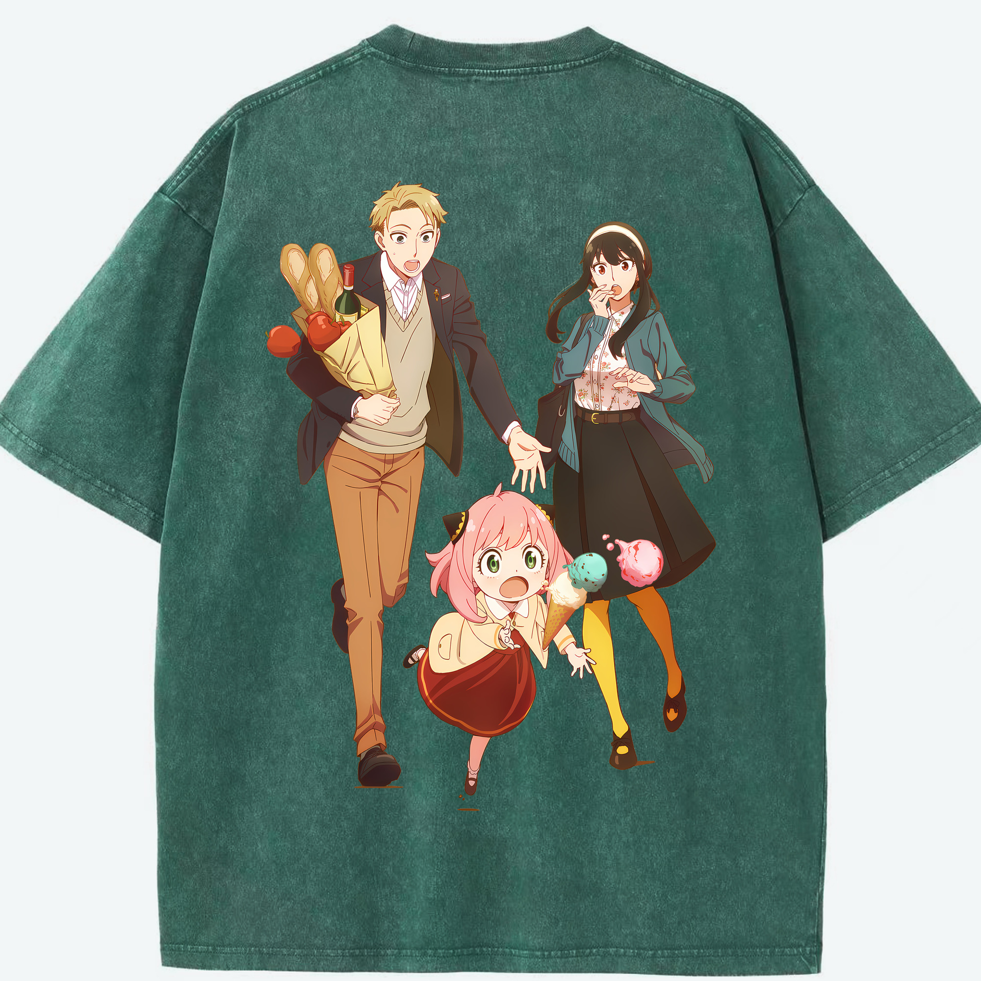 （画像用） SPY×FAMILY间谍家家酒 綿100% ヴィンテージ風 半袖Tシャツ（背面プリント）